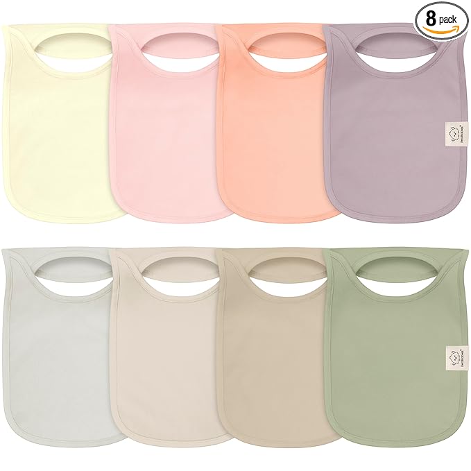 KeaBabies 8-Pack Bibs for Baby Girl, Boy - Pullover Large Baby Bibs for Drooling and Teething Infant, Newborn, Soft & Absorbent Organic Cotton, Long Torso Coverage Keep Toddler Clean & Dry (Embrace)