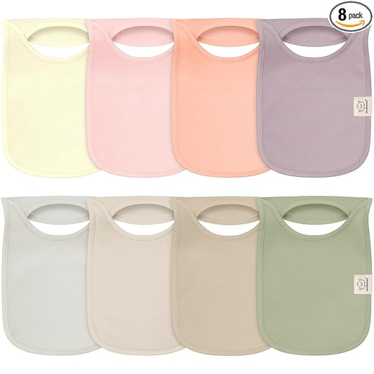 KeaBabies 8-Pack Bibs for Baby Girl, Boy - Pullover Large Baby Bibs for Drooling and Teething Infant, Newborn, Soft & Absorbent Organic Cotton, Long Torso Coverage Keep Toddler Clean & Dry (Embrace)
