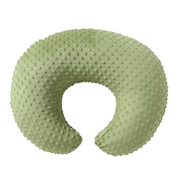 Nursing Pillow Cover Breastfeeding Pillow Cases Plush Dot Slipcover (Sage)