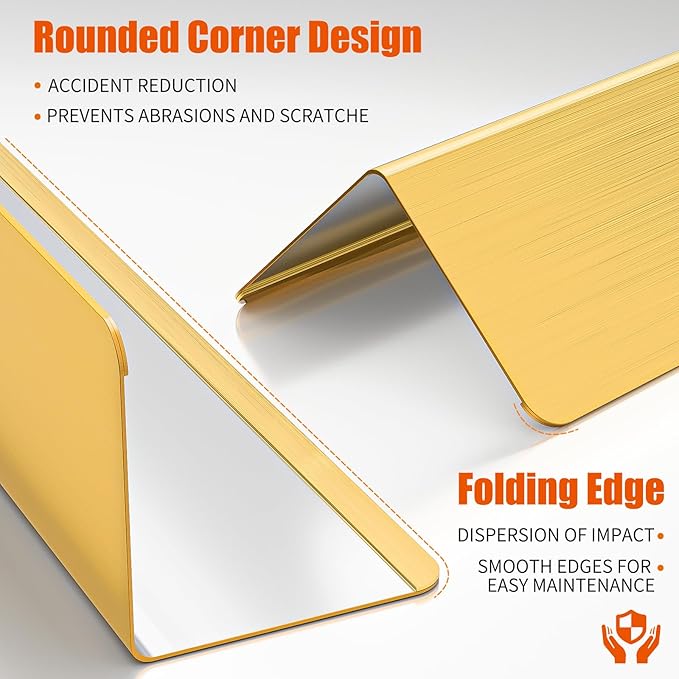 304 Stainless Steel Wall Corner Guards (10, Golden, 0.5x0.5x96) No adhesivey