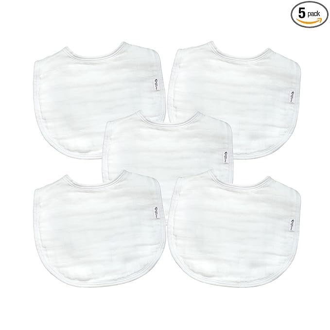 Green Sprouts Absorbent Organic Cotton Muslin Bibs, 0-12mo Hypoallergenic, STANDARD 100 by OEKO-TEX Certified, Tested for Hormones