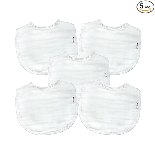 Green Sprouts Absorbent Organic Cotton Muslin Bibs, 0-12mo Hypoallergenic, STANDARD 100 by OEKO-TEX Certified, Tested for Hormones