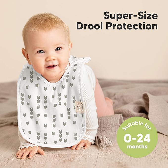 KeaBabies 8-Pack Bibs for Baby Girl, Boy - Pullover Large Baby Bibs for Drooling and Teething Infant, Newborn, Soft & Absorbent Organic Cotton,Long Torso Coverage Keep Toddler Clean & Dry(Crossroads)