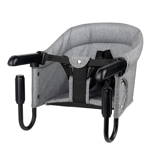 Portable Hook-On Baby High Chair with Clip-On Design & 37 lb Weight Capacity | Foldable Travel & Home Use for Babies 6-36 Months | Includes Storage Bag, Grey