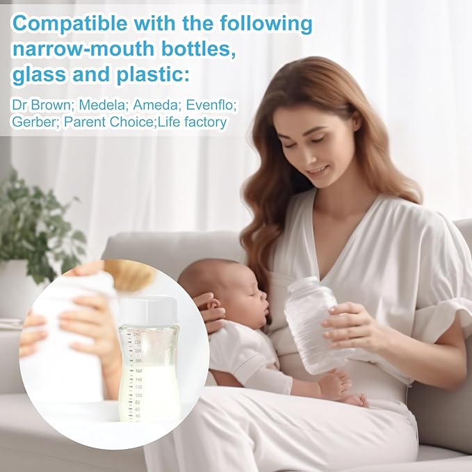 10pcs Narrow Baby Bottle Caps for Dr Brown & Medela Bottles, BPA Free Travel and Storage Baby Bottle Lids Replacement Parts with Sealing Gasket for Ameda Baby Bottles Accessory (White)