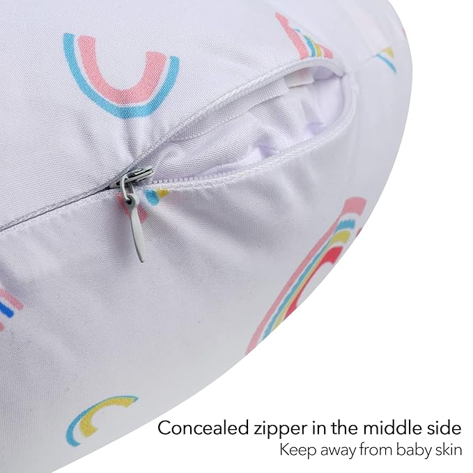 Plushii Nursing Pillow for Breastfeeding, Soft and Supportive Breastfeeding Pillow for Mom and Baby, Cute Feeding Pillow with Removable Cover for 0–12 Months, Rainbow World
