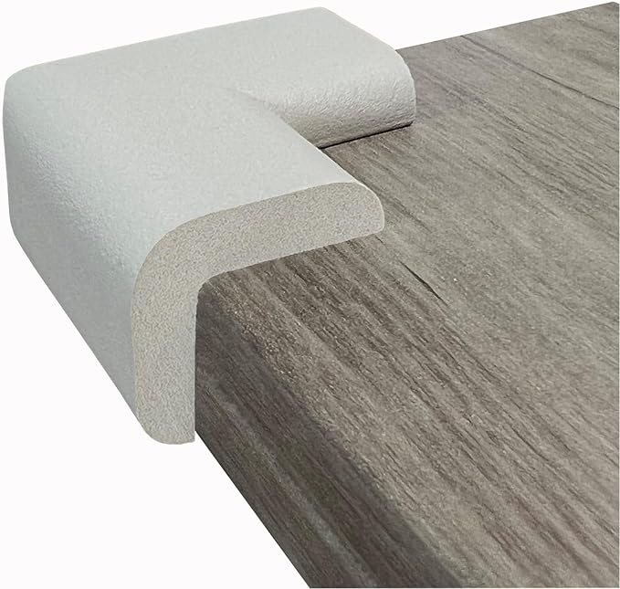 Kidkusion Corner Cushions, Off White - 8 Pack | Foam Safety; Table Protector; Furniture Safety; Edge Guard