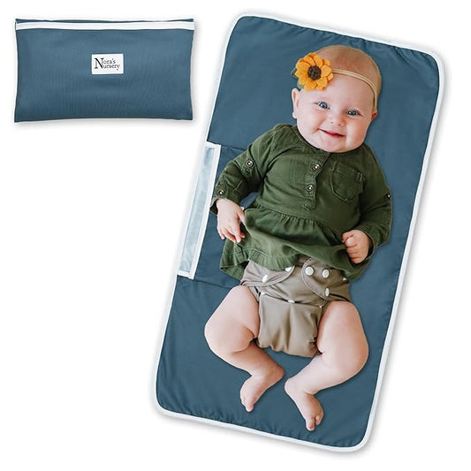 Nora’s Nursery Portable Baby Diaper Changing Pad - Waterproof Foldable Changing Mat for On-the-Go Diaper Changes - Travel Friendly, Easy Clean, Soft & Durable for Infants and Toddlers - Sea