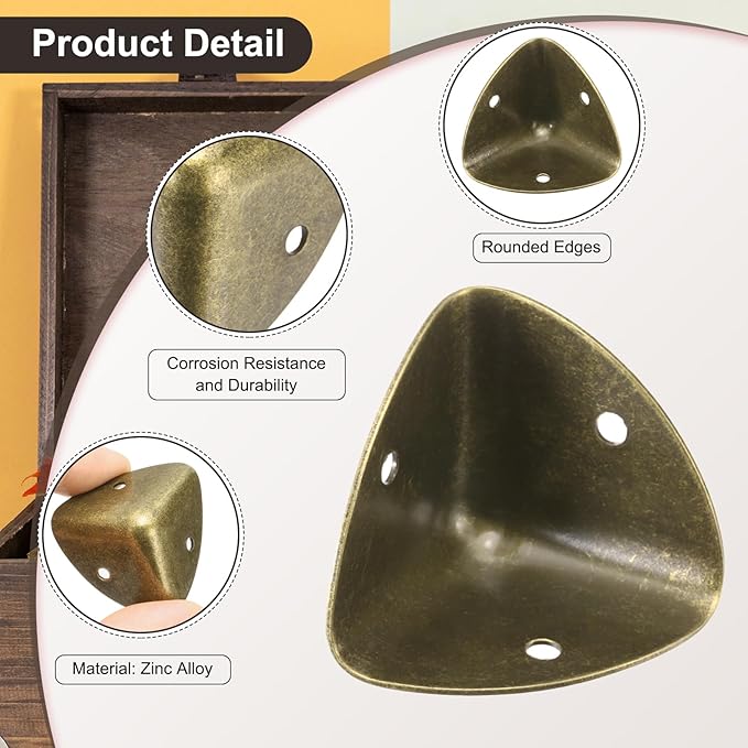 uxcell 8PCS Metal Corner Protector 1.2 x 1.2 x 1.2 Inch Box Edge Guard Protector Zinc Alloy Cabinets Speaker Corners Protector for Furniture Decorative (Vintage Bronze Tone)