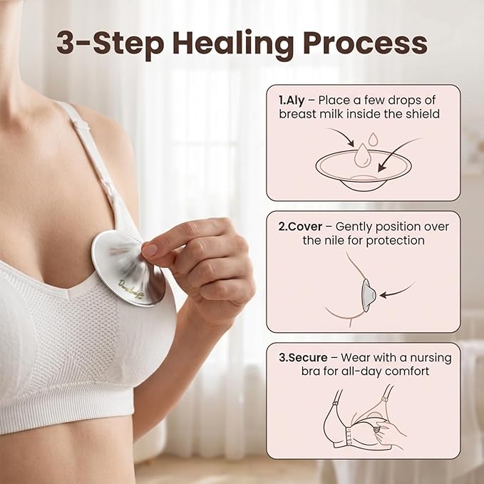 999 Original Silver Nursing Cups, Silver Nipple Cover with Silicone Protect Rings for Breastfeeding Essential, Silver Nipple Shield for Nursing Newborn, Metal Nipple Shields, Regular Size