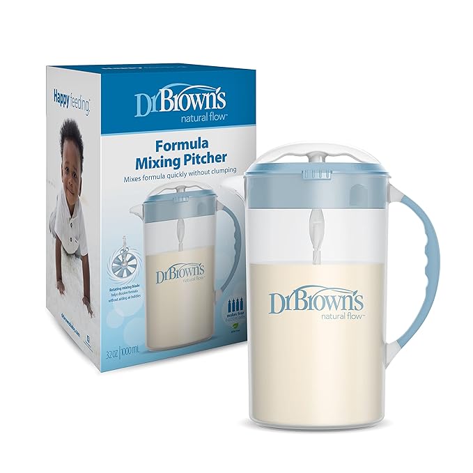 Dr. Brown's 32oz Baby Formula Mixing Pitcher, Bottle Brush & Nipple Cleaner Bundle, Blue