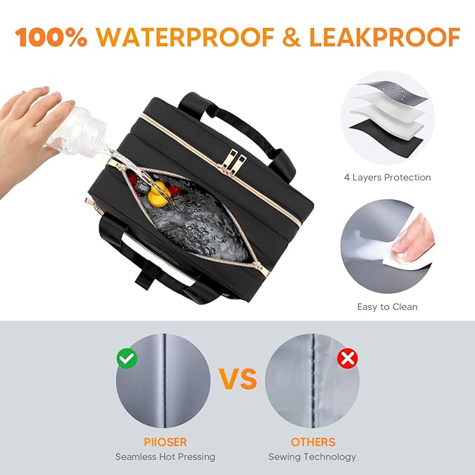 PIIOSER Breastmilk Cooler Travel Bag with Ice Pack, Compatible with Wearable Breast Pumps & Accessories - Portable Hands Free Breast Pump Carrying Case for Nursing & Working Moms, Black