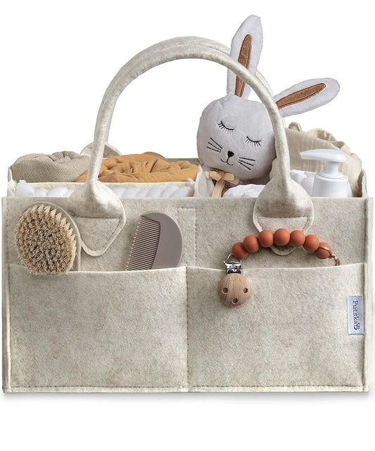 PUTSKA Baby Diaper Caddy Organizer - Nursery Storage Basket for Diaper Station, Baby Basket Shower List and Registry Gift Must-Haves, Newborn Essentials, Nursery Decor for Boy or Girl - White, XL