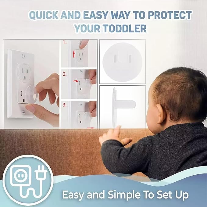 Baby Safety Clear Outlet Covers (24 Pack), Durable Plastic Plug Covers for Power Sockets, Child Proof Electrical Protector Safety Caps