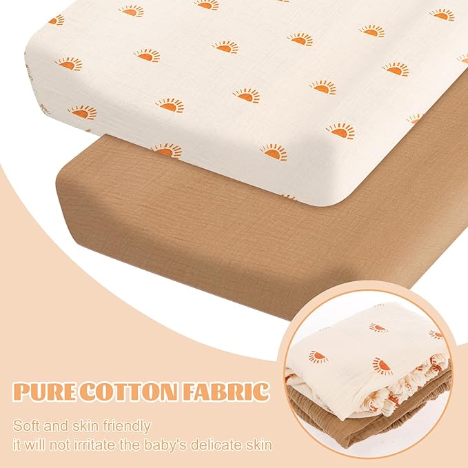 2 Pcs Changing Pad Cover, Soft Changing Pad Sheets, Changing Table Pad Cover, Cotton Fitted Diaper Changing Table Cover Set, Baby Diaper Change Table Pad Covers, 32x16x3.15in (Style 2)