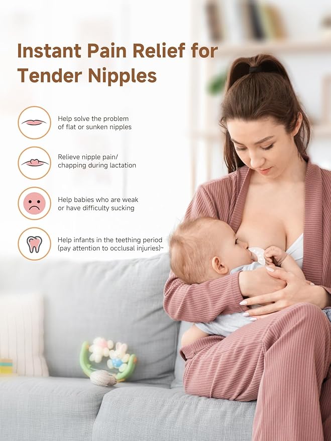 Nipple Shields for Breastfeeding Newborn, Contact Nipple Guards for Breast Feeding with Flat, Inverted Nipples or Difficulty Sucking, Food-Grade Silicone, Ultra-Thin & Super Soft,1 Pair,17mm