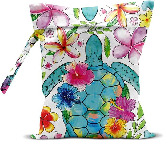 Wet Dry Wet Bag for Swimsuit Towel Baby Travel Cloth Diapers Beach Gym Toiletries Makeup Storage Bag Summer Vacation Essential Holiday Summer Turtle Gifts