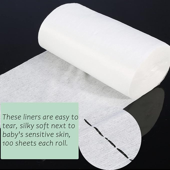 ALVABABY Diaper Liners for Baby Cloth Diaper Flushable Disposable Natural Soft Fragrance Free Chlorine Free 11.8 x 7.1 Inch 1 Roll 400 Sheets