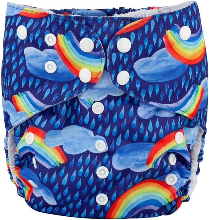 2 to 7 Years Old Cloth Diaper Nappy Pocket Reusable Washable Junior Big Baby Kids Toddler (Rainbow Rain)