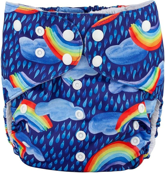 2 to 7 Years Old Cloth Diaper Nappy Pocket Reusable Washable Junior Big Baby Kids Toddler (Rainbow Rain)
