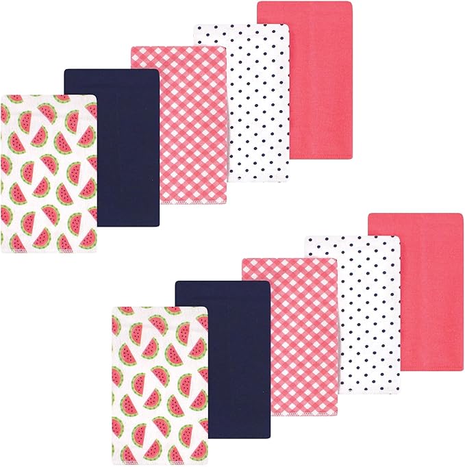 Luvable Friends Hudson Baby Flannel Burp Cloths 10pk, Fruity Melon
