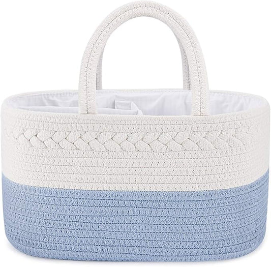 ABenkle Diaper Caddy Organizer - Cotton Rope Nursery Storage Basket for Baby Essentials, Boys & Girls Shower Gift, Changing Table Organizer