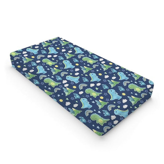 Dinosaur Rainbow Diaper Changing Pad Cover Sheets for Boy Girl 32''x16'' Cartoon Dino Sun Star Cactus Mountain Unisex Fitted Change Table Pad Covers Comfort Soft Breathable Baby Changing Table Mats