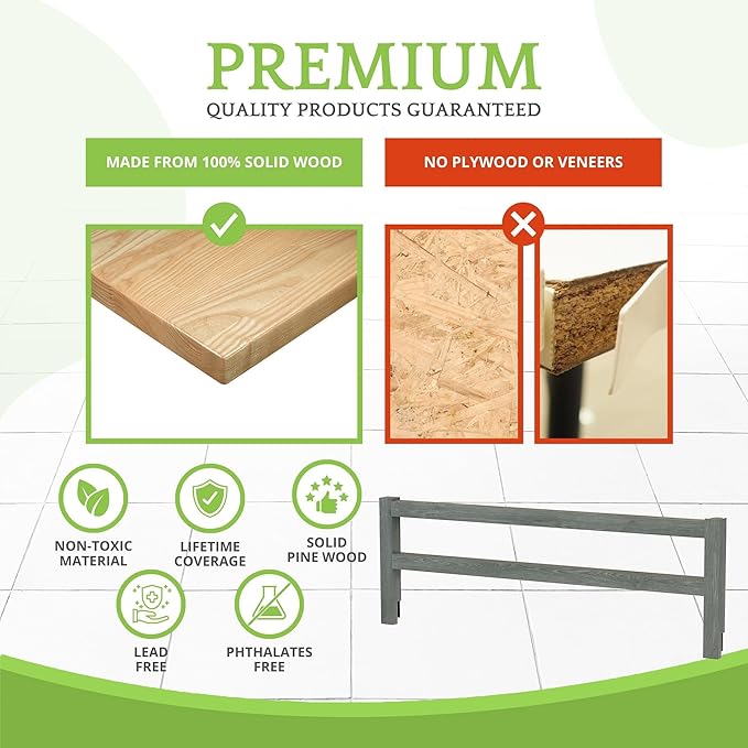 Safety Guard Rail for Baby, Kids, and Children - Solid Wood Safety Bed Rail for Toddlers - Easy Installation - Premium Protection for Bunk, Twin, Full, Queen and King Size Beds - (Brushed Grey)