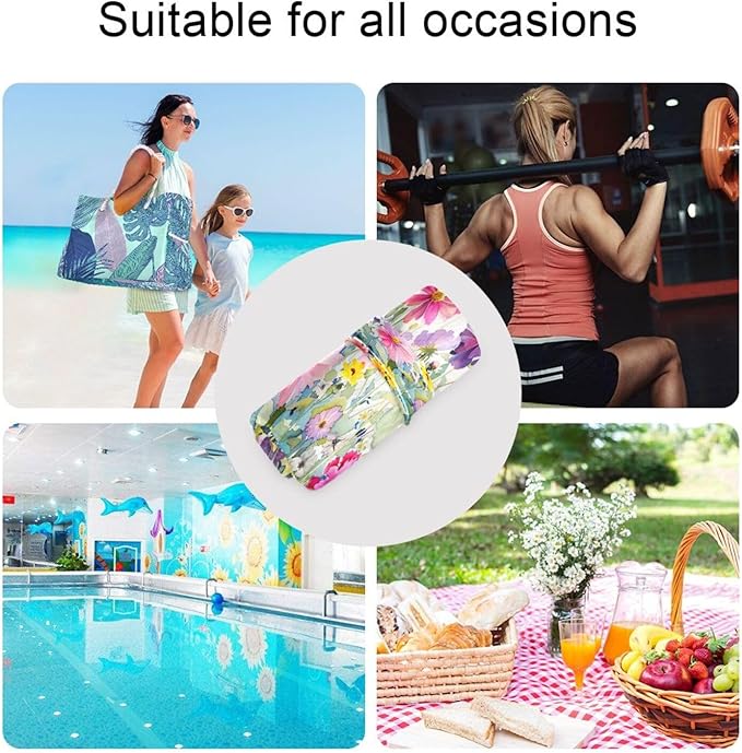 2 Piece Wet and Dry Storage Bag, Travel Wet and Dry Bag, Waterproof Reusable, For Travel, Beach, Pool, Diapers, Toiletries, Doodle Colorful Flower Pattern