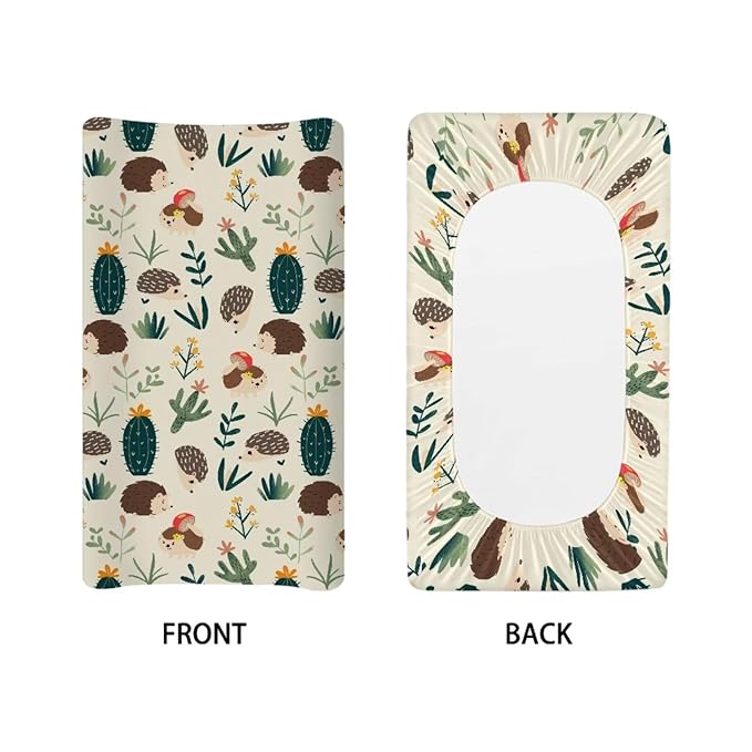 Microfiber Diaper Changing Table Sheets for Infants and Toddles Hedgehog Cactus Baby Changing Pad Cover Soft Breathable