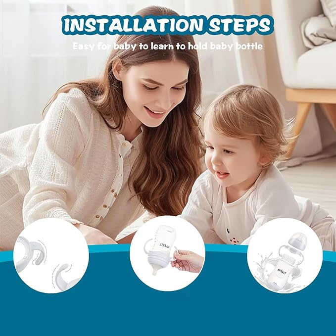 4 Pack Compatible Baby Bottle Handles for Philips Avent Natural Baby Bottles,Baby Bottle Holder - White