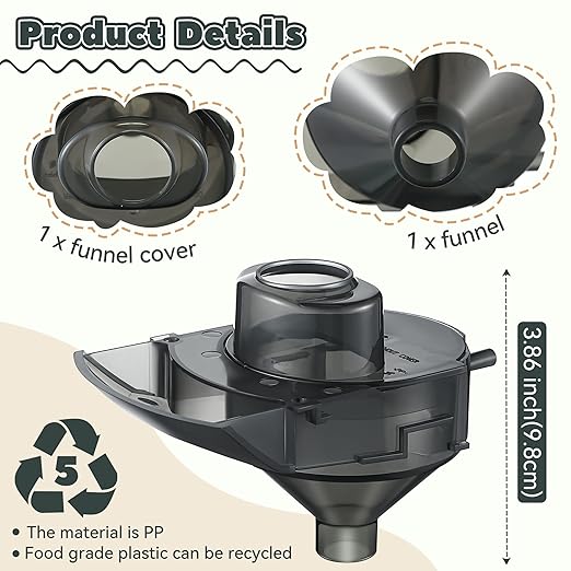 4 Sets Baby Formula Dispenser Replacement Funnel Compatible with Baby Brezza Replacement Parts Funnel and Cover, Grey