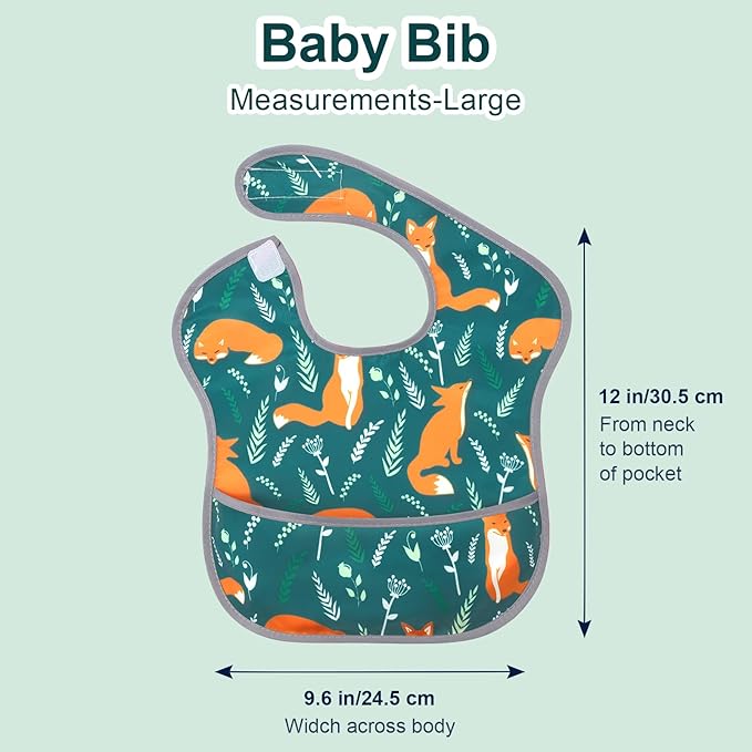 Accmor Baby Bibs for Eating, Waterproof Mess Proof Baby Toddler Bibs, Apron Smock Feeding Bibs for Girls Boys
