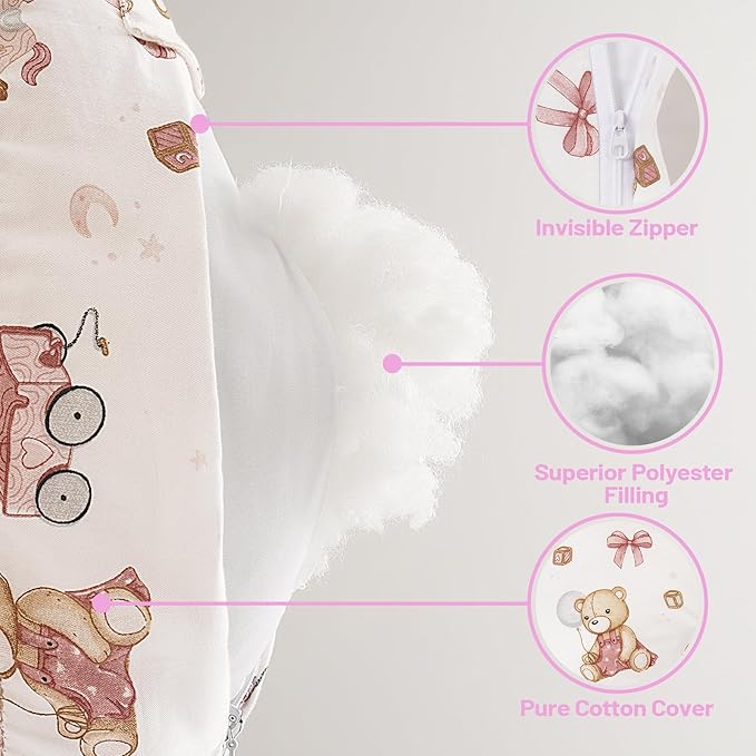 AMASKY Nursing Pillow for Breastfeeding and Bottle Feeding, Ergonomic Support for Mom and Baby, Removable Washable Cover, Pink Bear Pattern, Pallet of Product