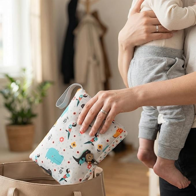 HAMUR Baby Diaper Bag Organizer – Compact & Foldable Stroller Pouch for Newborn Essentials | Travel-Friendly | Fits Boys & Girls (Animal)