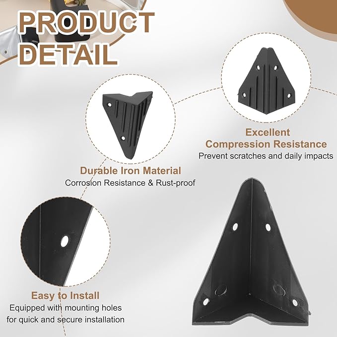 uxcell 4 Pcs 1.81" x 1.81" Speaker Corner Protectors, Plastic Right Angle Protector Thickening Speaker for Cabinet Guitar Amplifier Stage Speakers, Black