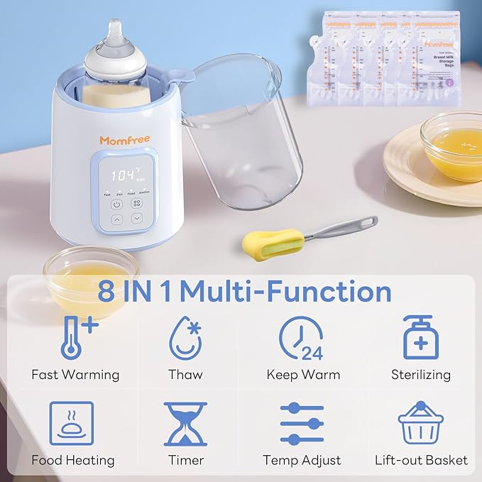 Bottle Warmer, 8-in-1 Fast Baby Bottle Warmer for Breastmilk and Formula,Milk Warmer with Accurate Temperature Control and Automatic Shut-Off,Multifunctional Bottle Warmers for All Bottles(Blue)