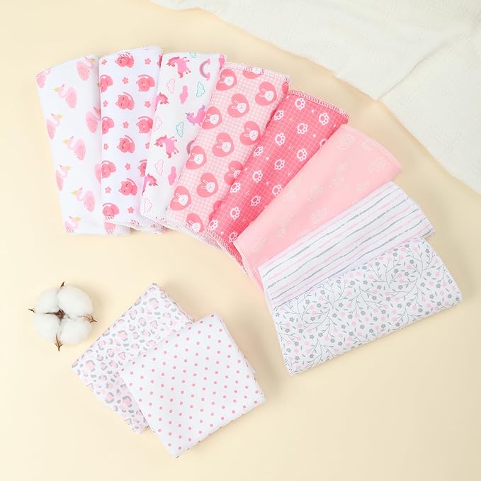 10-Pack Burp Cloths for Baby Boys and Girls - Organic Baby Burp Cloth,Baby Washcloths, Burp Rags, Large Neutral Burp Clothes for Newborn