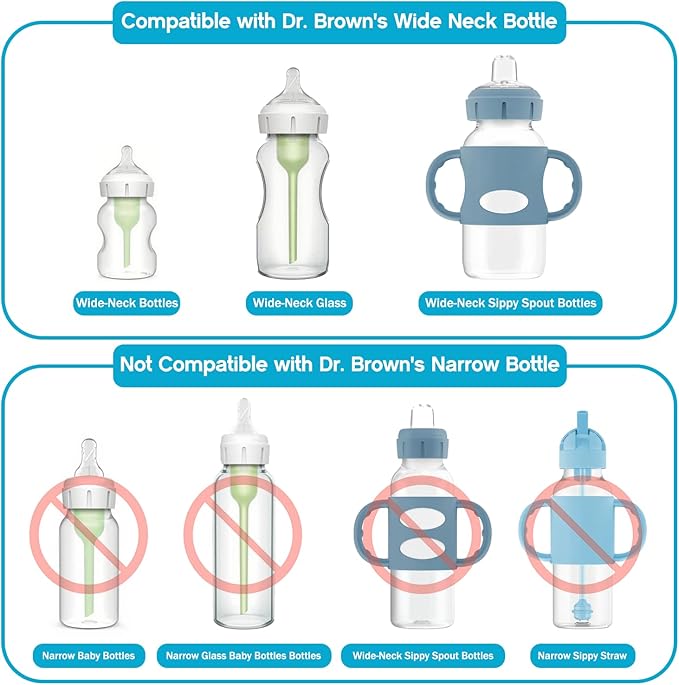 Sippy Spout Nipples for Dr. Brown's Wide-Neck Bottles & Sippy Spout Bottles,Leak-Proof Replacement Silicone Bottle Spouts Nipple BPA-Free, 6m+, 2 Count