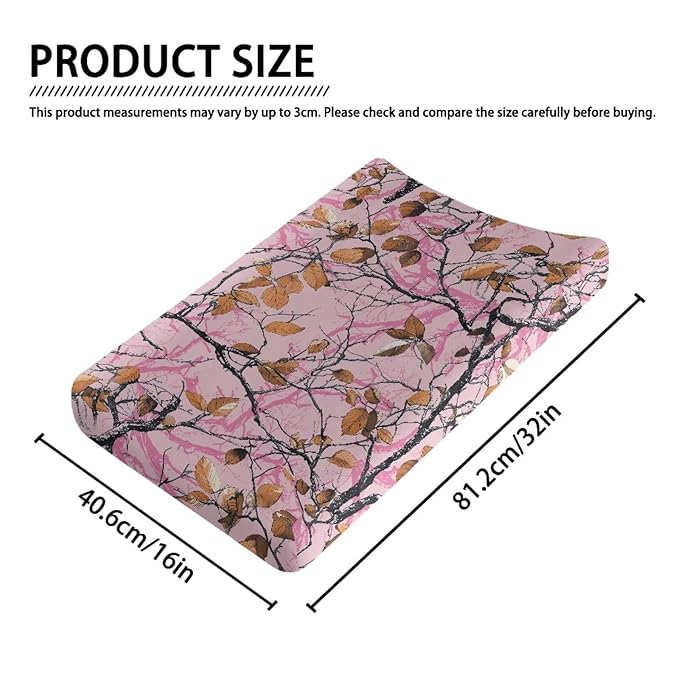 Camo Changing Pad Cover for Baby Soft Diaper Change Table Covers with Elastic Edge Washable Cradle Mattress Sheets 32"x16" Inch Hunting Decor