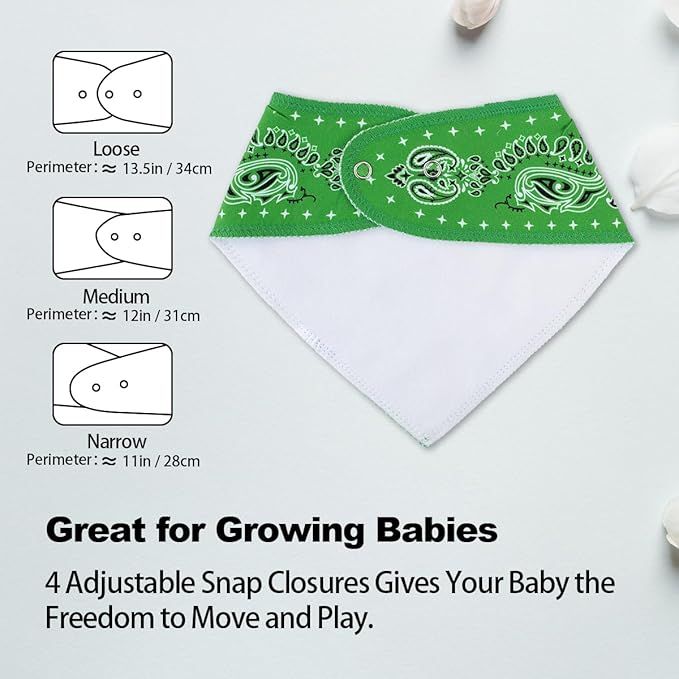 Maiwa 10 Pack Baby Triangle Bandana Bibs for Boys Girls for Drool Teething Eating with Snaps