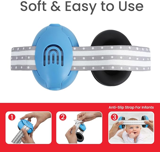 Adjustable Baby & Toddler Noise Cancelling Headphones - Ear Muffs for Kids 1-3 for Airplane Travel