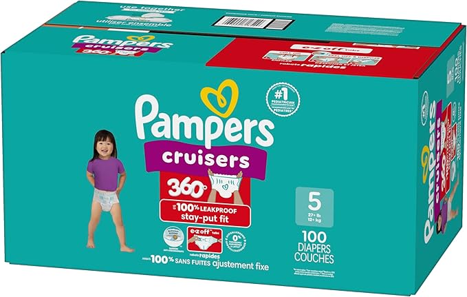 Pampers Diapers - Cruisers 360 - Size 5, 100 Count, Babyproof up to 100% Leakproof Pull-On Diaper