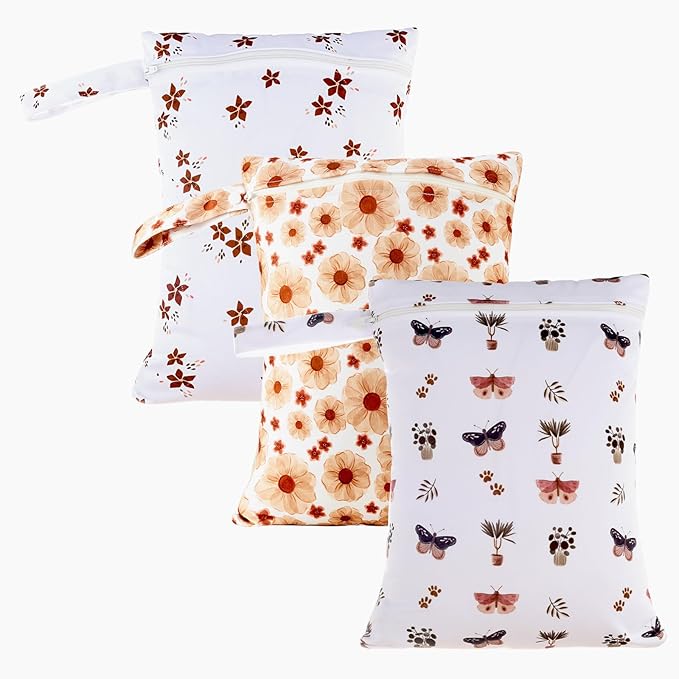 Happy Flute 3 Set Wet Bag Storage Bag Waterproof Washable Travel Bags, Beach, Pool, Gym Bag for Swimsuits & Wet Clothes(Flower)