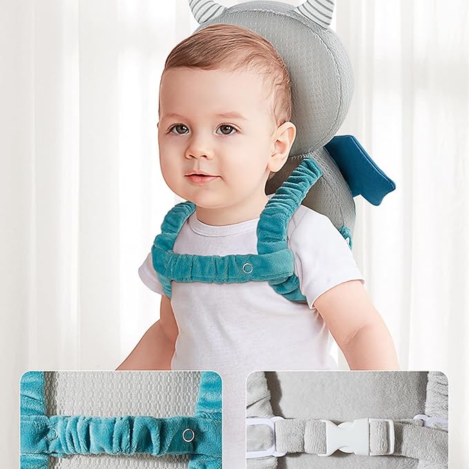 Baby Head Protection Backpack for Crawling and Walking with Baby Knee Pads (Cow)