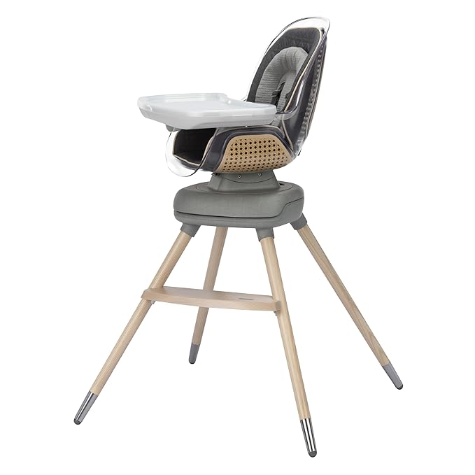 Maxi-Cosi Kiskadee 360 Rotating High Chair, 7 Modes, Infant to 5 Years up to 50 lbs, ClipQuik Magnetic Clip, 3-Position Tray, Washable Pad, Infant Recline, Booster Seat, Child Stool, Onyx Heritage