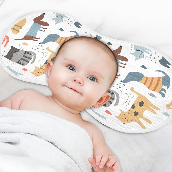 vvfelixl Muslin Burp Cloths Different Dogs Cats Baby Washcloths for Baby Girl Boys 2 Pack
