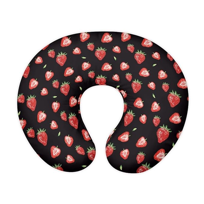 Strawberry Printed Nursing Cover for Breastfeeding Pillows - Soft, Comfortable Slipcover Fits Standard Infant Nursing Pillows, Quick-Dry Fabric