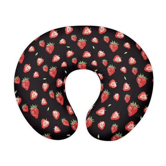 Strawberry Printed Nursing Cover for Breastfeeding Pillows - Soft, Comfortable Slipcover Fits Standard Infant Nursing Pillows, Quick-Dry Fabric
