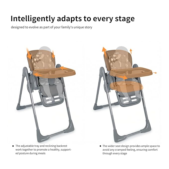 High Chair for Babies and Toddlers, Baby High Chair with Removable Tray, Adjustable Backrest, Footrest Height Settings, Space-Saving Design, Foldable (Dark Gray)